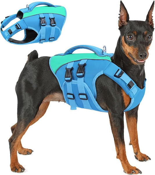Queenmore Dog Life Jacket,Life Vest for Extra Large Dogs,Reflective Dog Swimming Jacket,Superior Buoyancy Pet Lifesaver,High Floating Pet Life Vest for Swimming(Blue,XL)