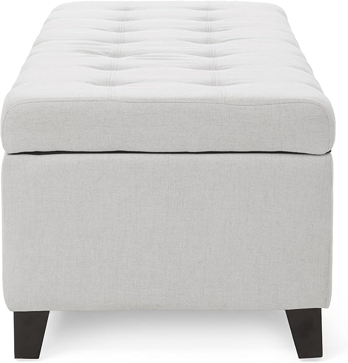 Christopher Knight Home Mission Fabric Storage Ottoman, Light Grey