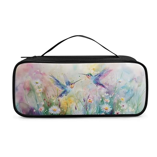 Gomyblomy Daisy Hummingbird Print Stethoscope Case Fit for Most Stethoscopes, Extra Room for Nurse and Medical Accessories, Protective Stethoscope Holder Storage Bag