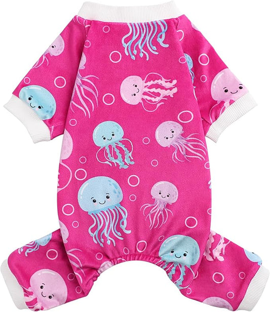 Dog Pajamas for Small Dogs Male Female Dog Clothes, Lightweight Velvet Pet Jumpsuit, Stretch Fleece Onesie, Shih Tzu Winter Spring Clothes, Pjs, Onesie Apparel, M, Rose