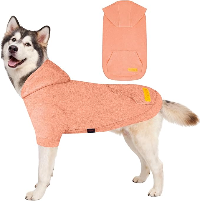 Basic Dog Hoodie Sweatshirts, Pet Clothes Hoodies, Granular Velvet, Sweater with Hat and Leash Hole, Soft Velvet Outfit Coat for Small Medium Large Dogs, Pink (Medium)