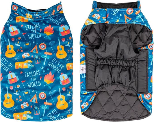 CuteBone Winter Dog Coat - Waterproof Windproof Reversible Vest, Thick Adjustable Cold Weather Jacket for Small Medium Large Dogs, Soft with Leash Hole