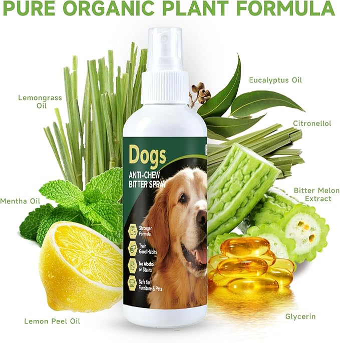 Effectively Dog No Chew Spray, Bitter Dog Deterrent for Furniture, Humane Pet Corrector & Training Spray for Dogs & Puppies, Safe & Natural, Prevent Peeing, Biting, Chewing & Licking Injuries 150ml