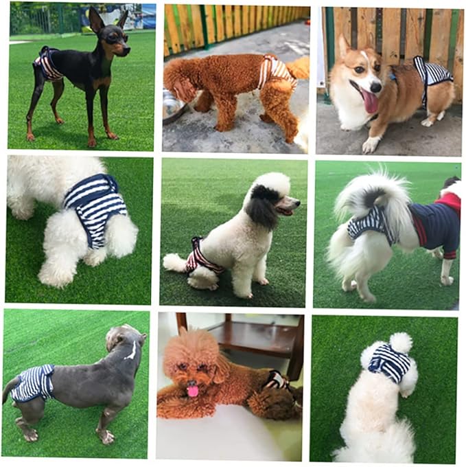 SUPVOX 2pcs Ultra-Absorbent Female Dog Diapers Physiological Pants for Dogs Heat Washable Pet Underwear Stripes Leak Design
