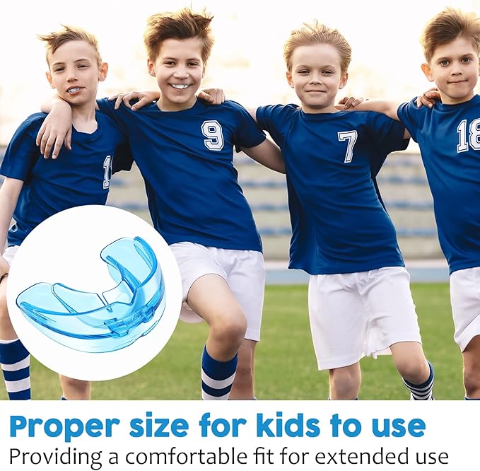 TOODOO 6 Pieces Braces Mouth Guard Kids Sports Mouth Guard for Kids Double Football Youth Mouthguards for Boxing Football Hockey Karate Basketball (Transparent, Transparent Blue)
