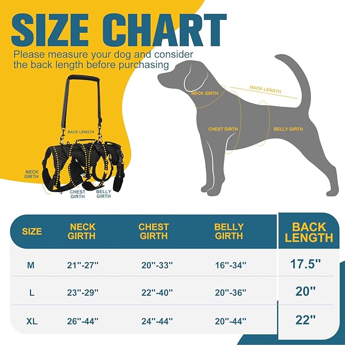 BINGPET Dog Lift Harness for Large Dogs,Full Body Support Rehabilitation Dog Sling Carrier with Handles,Reflective Multifunctional Mobility Assistance Vest for Senior Pets Joint Injuries,Arthritis,L