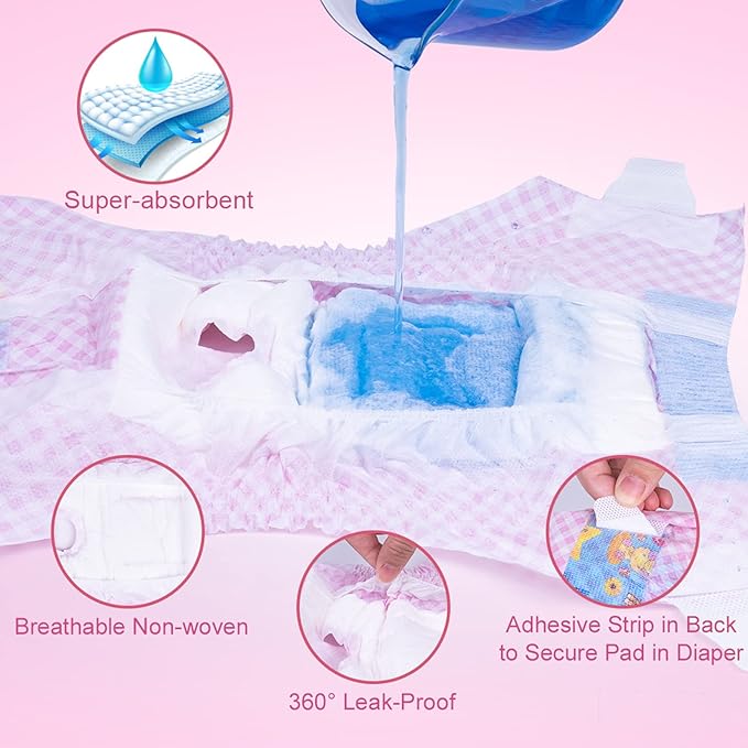 Disposable Female Dog Diapers, Puppy Diapers with Adjustable Elastic Waistline for Female Dog or Cat in Heat, Incontinence, Diaper with Wetness Indicator, XXS-40 Count