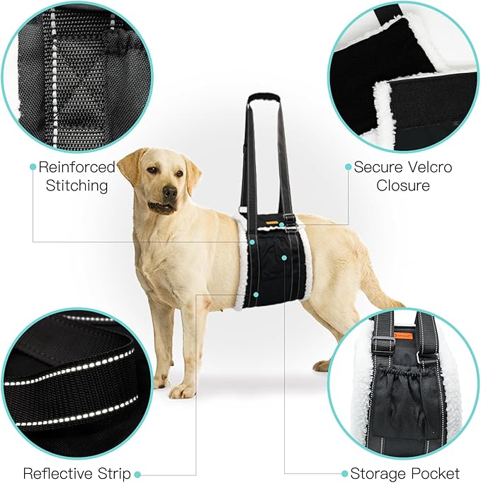 LumoLeaf Dog Lift Harness Sling for Back Legs, Adjustable Rear Leg Support & Mobility Aid, Hip Support for Senior/Disabled Dogs, Soft Fleece Lining, Padded Handles, for CCL/ACL Surgery (Extra Large)
