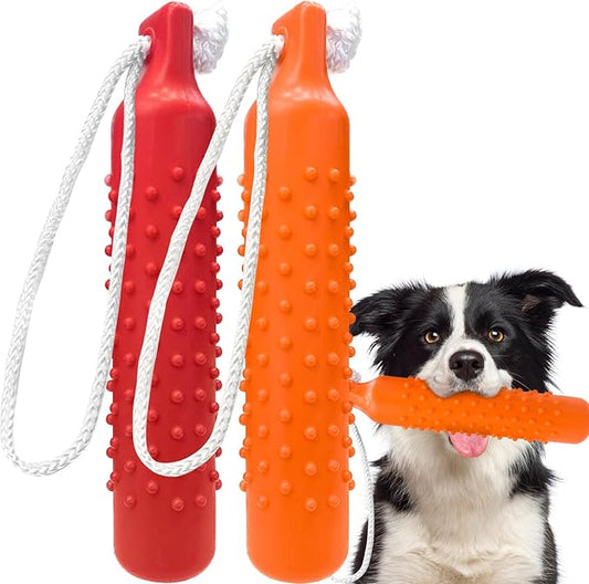 BINGPET Dog Float Bumper Toy 2 Pack,10.8 Inch Large Training Dummy Retrieving Bumpers Summer Pool Toy Tug Game for Large XL Dogs Retriever(Red & Orange)