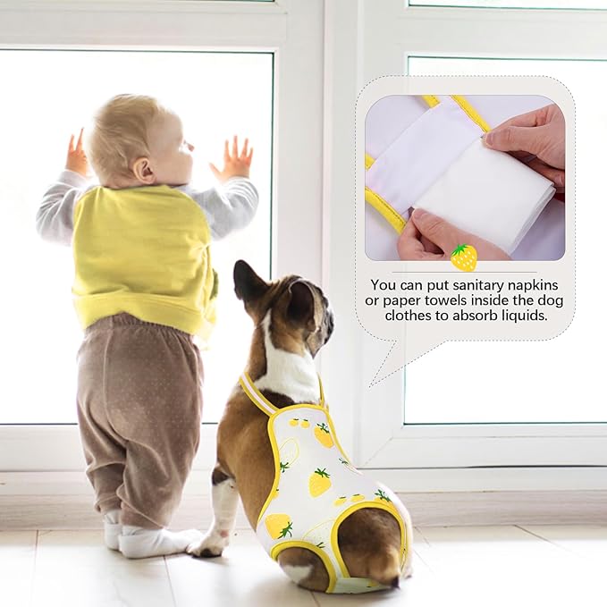 QBLEEV Dog Diapers Female Washable Sanitary Pantie with Adjustable Suspender, Reusable Male Dog Period Diapers for Heat, Doggie Diapers Cute Pet Panties Puppy Dog Underwear for Teddy French Bulldog M