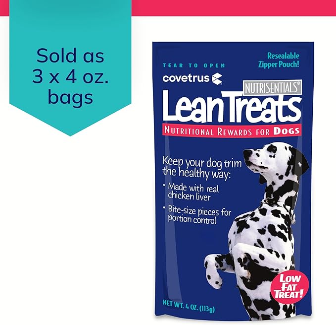 Covetrus Nutrisential Lean Treats for Dogs - Small, Medium & Large Dogs (K9) - Nutritional Low Fat, Bite-Size - Soft Chicken Flavor - Chicken Flavor - 3 Pack - 4oz