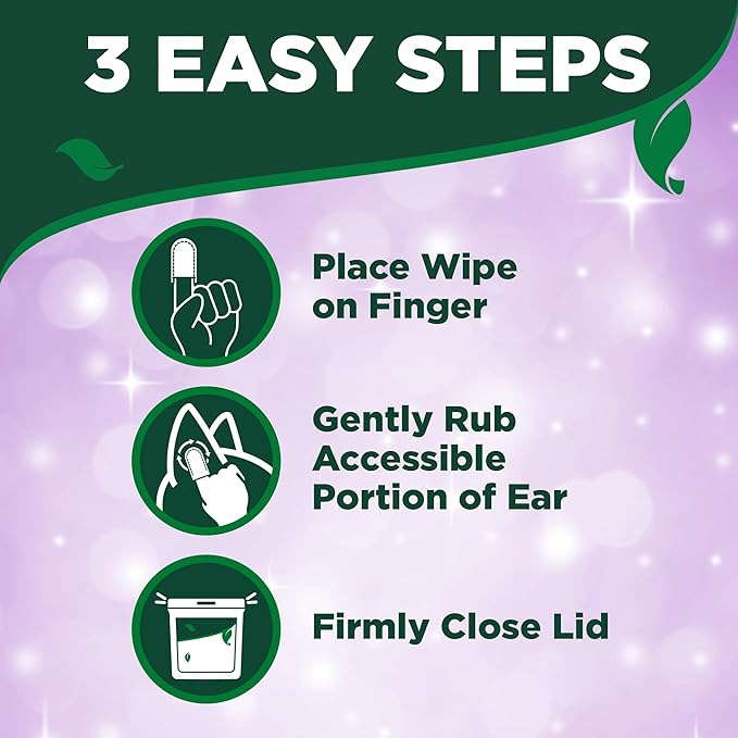 Vet's Best Ear Relief Finger Wipes, Ear Cleansing Finger Wipes for Dogs, Sooths & Deodorizes, 50 Disposable Dog Wipes (Pack of 2)