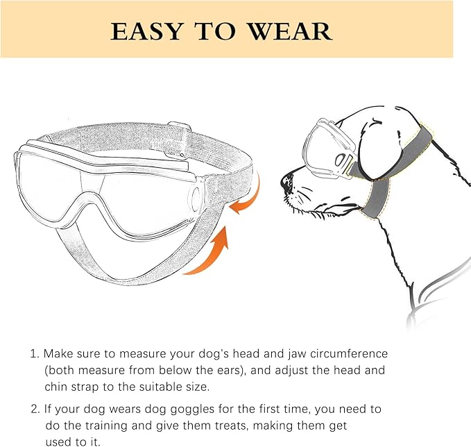 Lewondr Dog Goggles Small to Medium Breed, Dog Sunglasses with Adjustable Straps & Air Vents, UV/Wind/Dust/Fog/Snow Proof Dog Eye Protection Sunglasses for Outdoor Driving Riding, Black