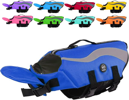 EMUST Life Jacket for Large Dogs, Dog Life Vest for Small/Medium/Large Dogs with Double Rescue Handles, High Reflective Dog Life Preserver for Swimming, Royal Blue,L