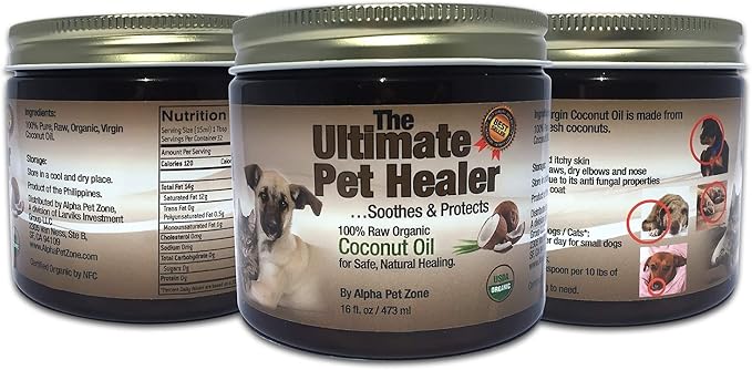 Organic Coconut Oil for Dogs & Cats Skin and Coat, 32 oz, Natural Treatment for Itchy Skin, Dry Elbows, Paws & Nose