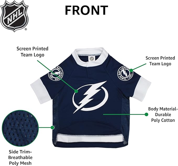 Pets First NHL Tampa Bay Lightning Jersey for Dogs & Cats, X-Large. - Let Your Pet be a Real NHL Fan!