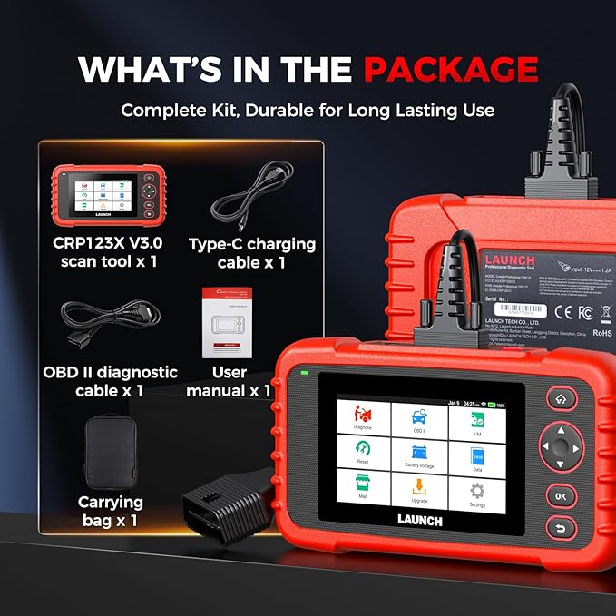 Launch OBD2 Scanner CRP123X Elite V3.0, 2025 Lifetime Free Update Diagnostic Scan Tool Supports CAN FD DoIP, Car Engine Code Reader with Oil/Brake/SAS/BMS/D.P.F/ABS Bleeding/Throttle Reset, Auto VIN