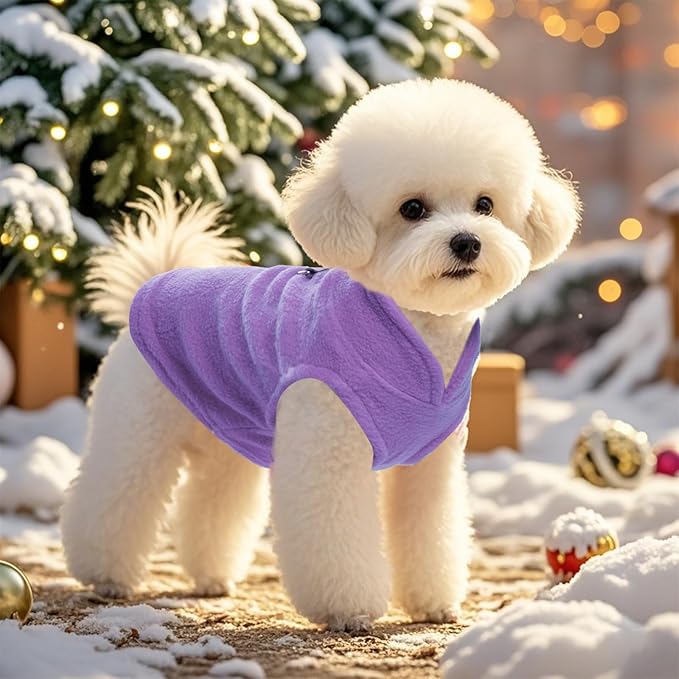 Rbenxia 4 Piece of Rose Red Dog Sweater with Leash Ring Soft Fleece Vest Dog Pullover Warm Jacket Pet Dogs Clothes Winter Dogs Outfits for Small Puppy Cat Pets (Rose Red+Orange+Blue+Purple, Large)