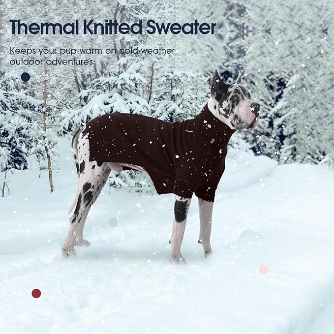 IECOii Dog Sweaters for Medium Dogs Girl Boy,Holiday Knit Doggy Sweatshirt with Sleeve,Turtleneck Thick Warm Dog Sweaters for Winter,Pullover Knitwear for French Bulldog,Boston Terrier (Brown, L)
