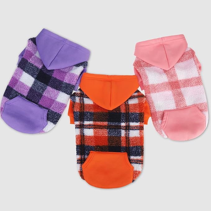 PUPTECK Dog Hoodie Puppy Sweatshirt Warm Dog Sweater Winter Clothes Cold Weather Coats for Small Medium Large Dogs, Pink, XL
