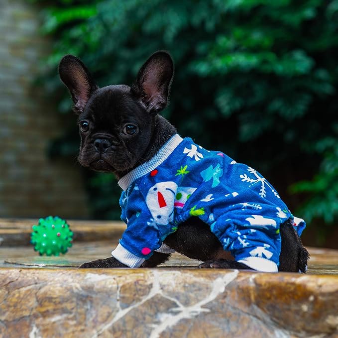 CuteBone Soft & Stretchy Dog Christmas Pajamas - Cozy Pet Jammies Breathable Jumpsuit for Small Dogs - All-Season Comfy Outfit Easy-On Pullover Design - Keeps Pets Warm & Comfortable P85L