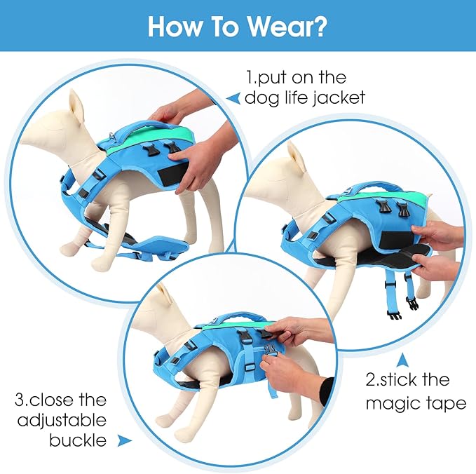 Queenmore Dog Life Jacket,Life Vest for Extra Large Dogs,Reflective Dog Swimming Jacket,Superior Buoyancy Pet Lifesaver,High Floating Pet Life Vest for Swimming(Blue,XL)