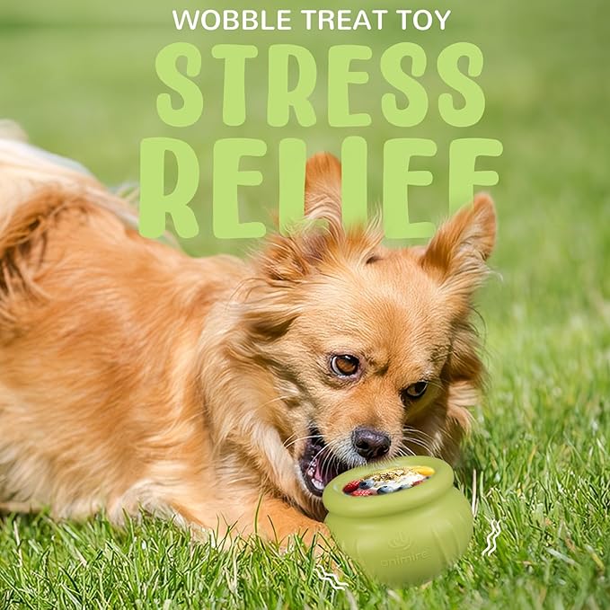 Wobbly Dog Enrichment Lick Toy, Stuffable Frozen Lick Bowl to Keep Dogs Busy, Long-Lasting Interactive Treat Dispensing Dog Toy, Silicone Fetch Catch Chew Toy(Green,M)