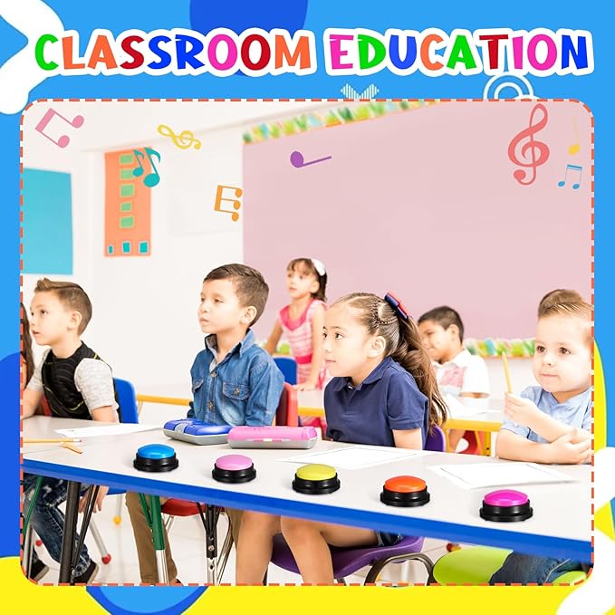 10 Pieces Recordable Answer Buzzers Button Answer Buzzers Game Show Buzzer Recordable Button Classroom Buzzers Perfect for Study Office Home and Pet Buttons Training Toy Multicolor
