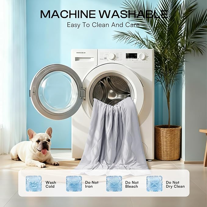 Luciphia Premium Cooling Dog Blanket Washable Q-MAX>0.5 Small Medium Large Pet Mat Puppy Cat Self-Cooling Soft Breathable Calming Throw for Sofa Crate Bed (Light Grey,60x80 inches)