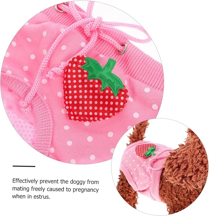 Milisten Pet Diaper Pants for Male Dogs Washable Strawberry Super Absorbent Comfortable for Heat
