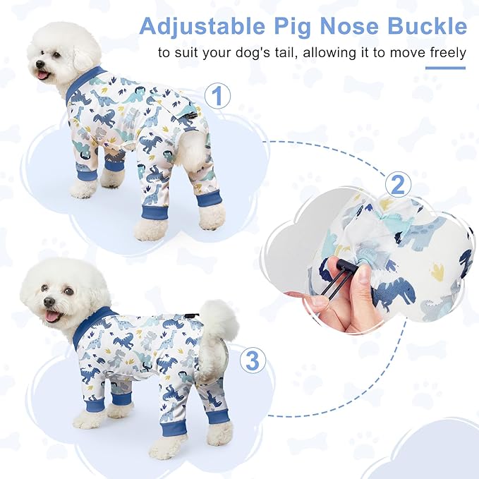 Bienbee Dog Pajamas, 4 Pack Dog Recovery Suit Shedding Suit Cute Soft Puppy Clothes Dogs Pjs Onesies Jammies Adjustable Breathable & Stretchy Clothes for Small Medium Large Dogs Girl Boy Puppy-XL