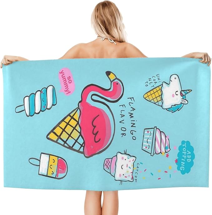 Cute Mermaid Beach Towel for Kids/Boys/Toddler/Baby, Personalized Microfiber Flamingo Beach Towels Bulk, Quick Dry Beach Towel for Pool, Lightweight Bath Towels Oversized Clearance 30"x 60"