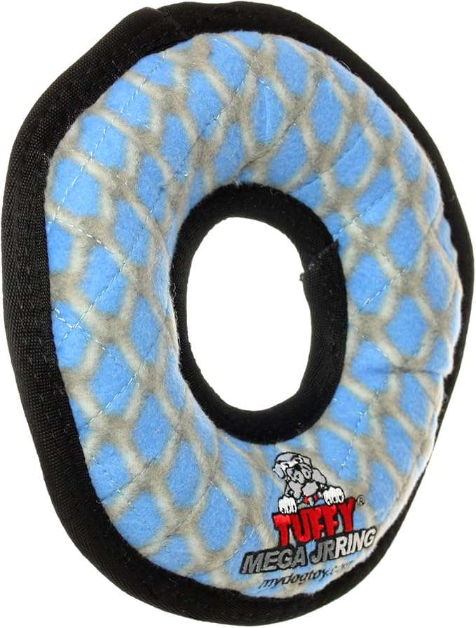 TUFFY - World's Tuffest Soft Dog Toy - MEGA -Jr Ring Chain Link -Multiple Layers. Made Durable, Strong & Tough. Interactive Play (Tug, Toss & Fetch). Machine Washable & Floats