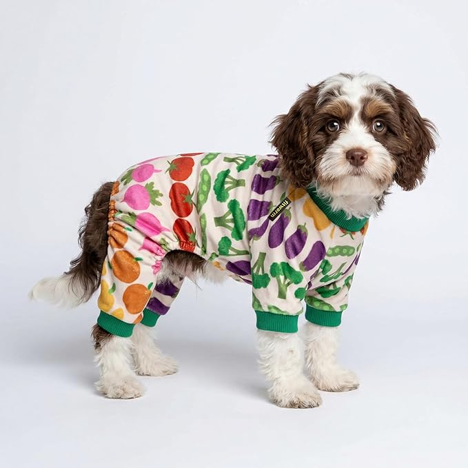 Fitwarm Funny Vegetable Dog Pajamas, Warm Winter Dog Clothes for Small Dogs Boy Girl, Cozy Pet Onesie with Feet, Green, White, Red, Pink, Purple, Medium