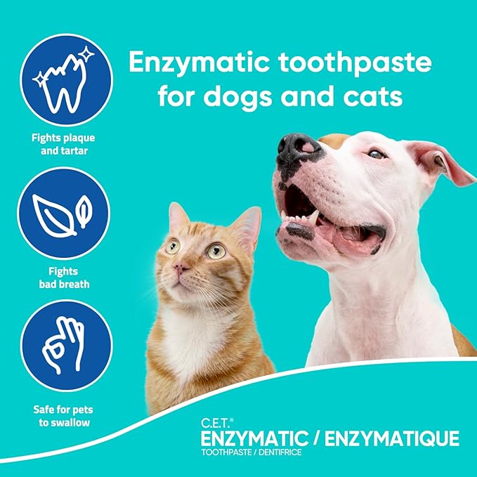 Virbac C.E.T.® Enzymatic Toothpaste| Tartar & Plaque Control for Fresh Breath | Pet Dental Care Toothpaste |Malt Flavor, 2.5 oz