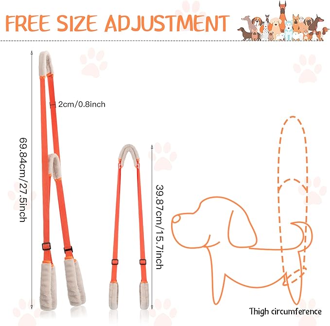 Mixweer 2 Pcs Dog Support Harness for Back Legs Dog Rear Lifting Sling Aid with Handle and Shoulder Strap Hind Leg Support for Pet Mobility Helps Puppy with Poor Stability Joint Injuries(Orange)