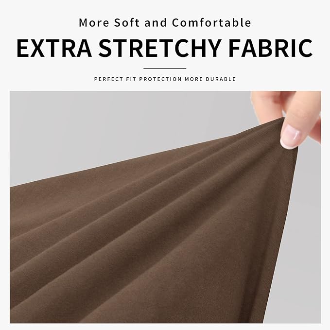 Easy-Going 100% Dual Waterproof 2 Pieces Chair Cover Stretch Soft Couch Cover for Dogs, Sofa Slipcover for 1 Separate Cushion Couch Leakproof Furniture Protector for Kids, Pets Brown