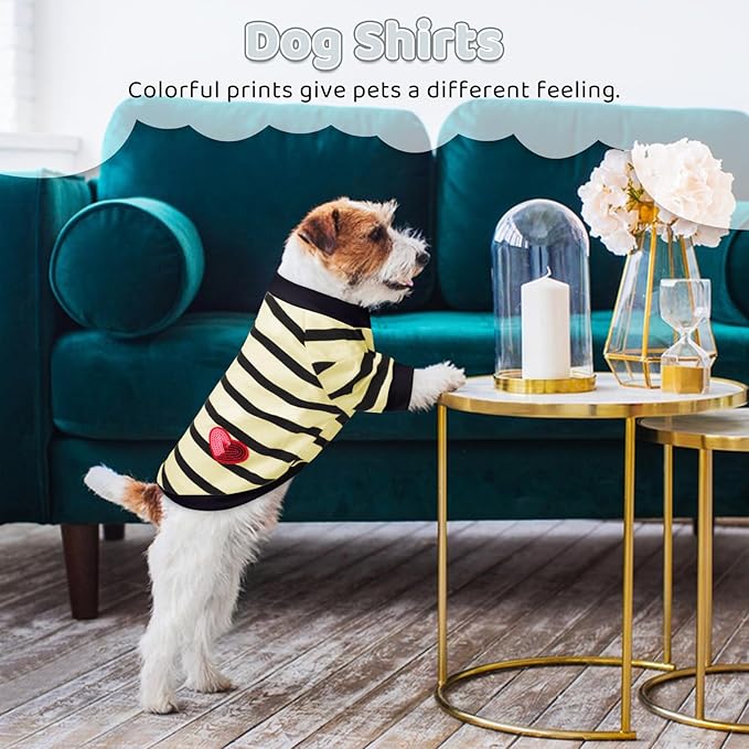 Dog Shirts for Medium Dogs Cats, Dog Striped T-Shirts Dog Vest Pet Apparel Tee Shirts Spring Summer Suitable for Small and Medium Large Pets French Bulldog Bichon, Beige M