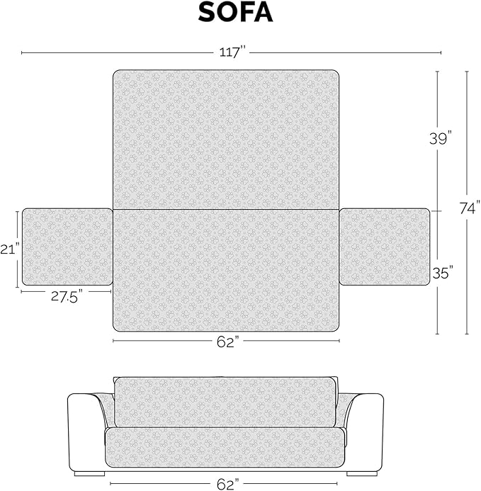 Furhaven Waterproof & Non-Slip Sofa/Couch Cover Protector for Dogs, Cats, & Children - Quilted Paw Print Living Room Furniture Cover - Gray, Sofa