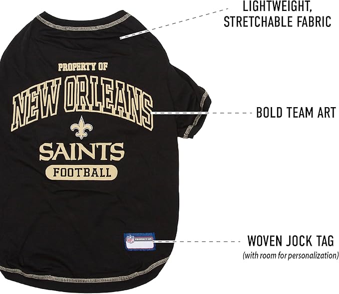 Pets First Shirt for Dogs & Cats - NFL NEW Orleans Saints Dog T-Shirt, X-Large. - Cutest Pet Tee Shirt for The Real Sporty pup (Pack of 2)