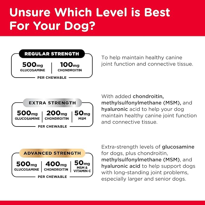 Nutri-Vet Extra Strength Hip & Joint Supplement for Dogs, Puppy Supplements, Dog Joint Supplement, Contains 500mg of Glucosamine, 200mg of Chondroitin, 50mg of MSM, Puppy Essentials, 75 Tablets