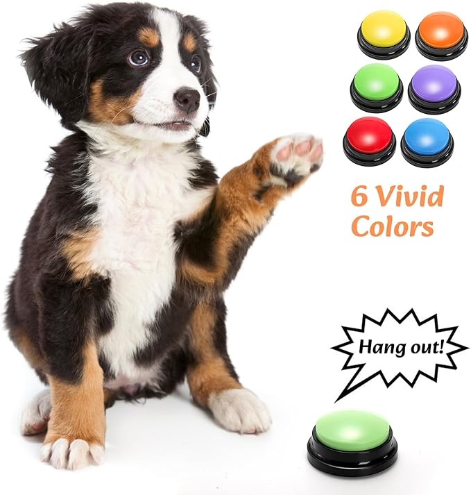 Youeon 6 Pack Voice Recording Button, 6 Colors Dog Buttons for Communication Pet Training Buzzer, 30 Seconds Record & Playback, Funny Record Buttons for Pet, Classroom, Office, Home