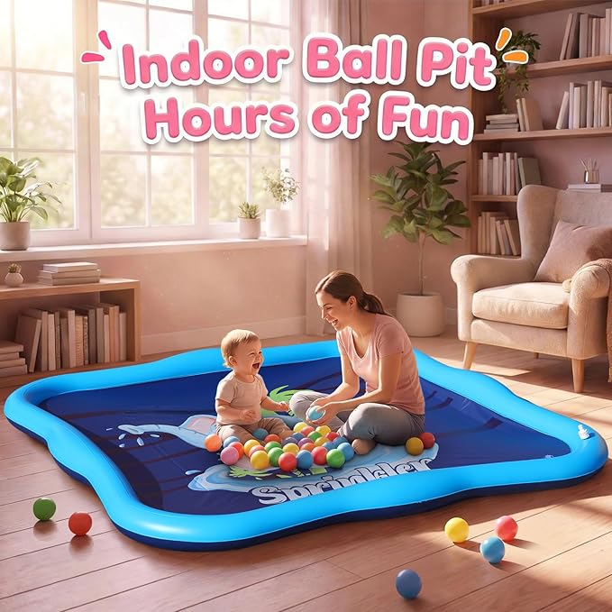 Splash Pad Sprinkler for Kids & Dog, 85" Thickened Square Splash Pad for Toddler 1-3, Elephant Outdoor Water Toy Play Mat for Children,Backyard Inflatable Sprinkler Shallow Pool Fountain Pad