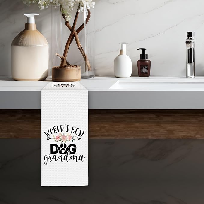 Dog Grandma Gifts Kitchen Towels, for Dog Grandma Dish Towels, Dogs Lovers Gift Decorative Hand Towel for Kitchen, Dogs Owner Gift Bathroom Decor(16x24 Inch)