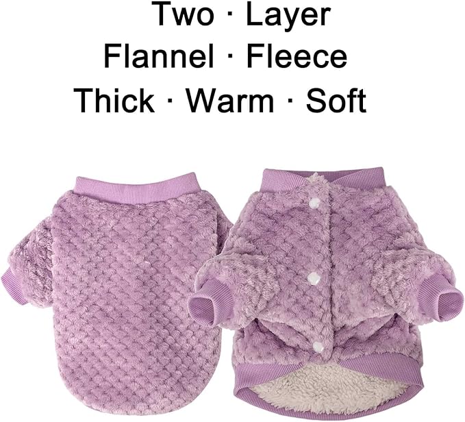 POMIU Dog Sweater, Dog Sweaters for Small Medium Dogs or Cat, Warm Soft Flannel Pet Clothes for Dogs Girl or Boy, Dog Shirt Coat Jacket (Coat Pink+Purple, X-Small)