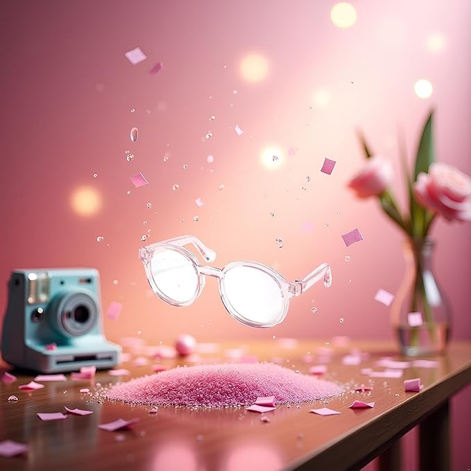 Pet Dog Cute Glasses Clear Lens Retro Glasses Photo Props Transparent Cat Sun Glasses for Small Dogs Cats Cosplay Apparel Accessories(Pink)