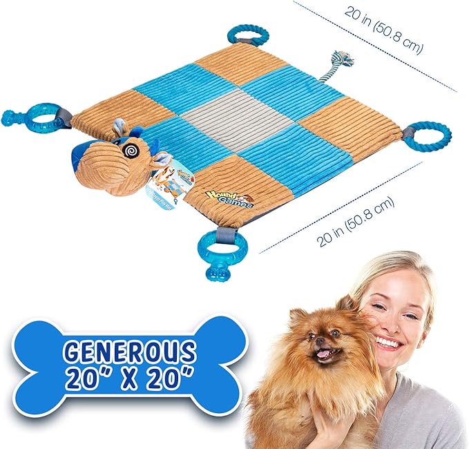 Puppy Teething Mat, Dog Play Mat, Playmat with Teething Toys, Dog Playpen Accessories, Teething Rings, Stuff for Puppies, Playpen, Essentials - 20 X 20