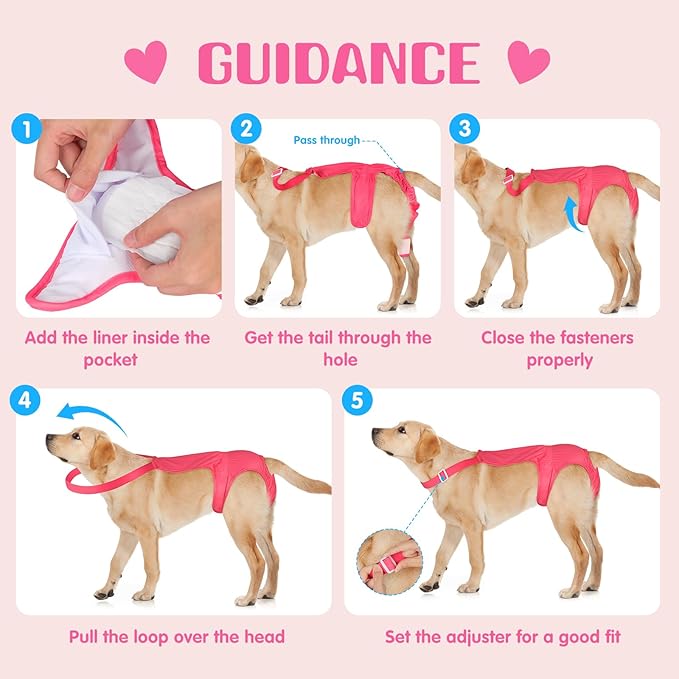 2 Pack Puppy Small Diapers Female for Heat Washable Sanitary Pantie with Adjustable Suspender, Reusable Doggie Diapers Period Panties, Pet Underwear Jumpsuits for Small Doggy