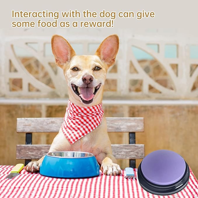 Voice Recording Button, 30 Second Record Button for Dog Pet Interactivity, Gift for Friend, Family, 4 Color Purple, Green, Yellow, Pink
