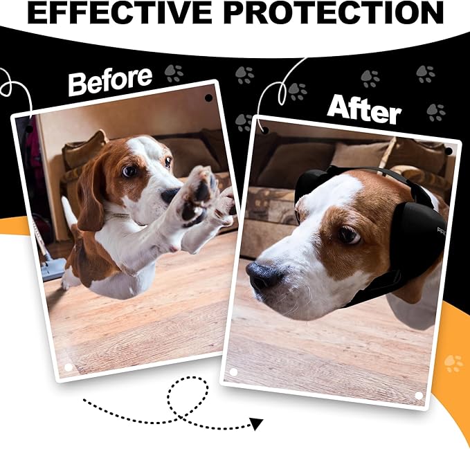 PROHEAR Dog Ear Muffs Hearing Protection for Dogs, NRR 28dB Noise Cancelling Headphones, Easy to Adjust Dog Hearing Protection Earmuffs for Thunder, Hunting, Tourism, Cars, Racing, Large Black